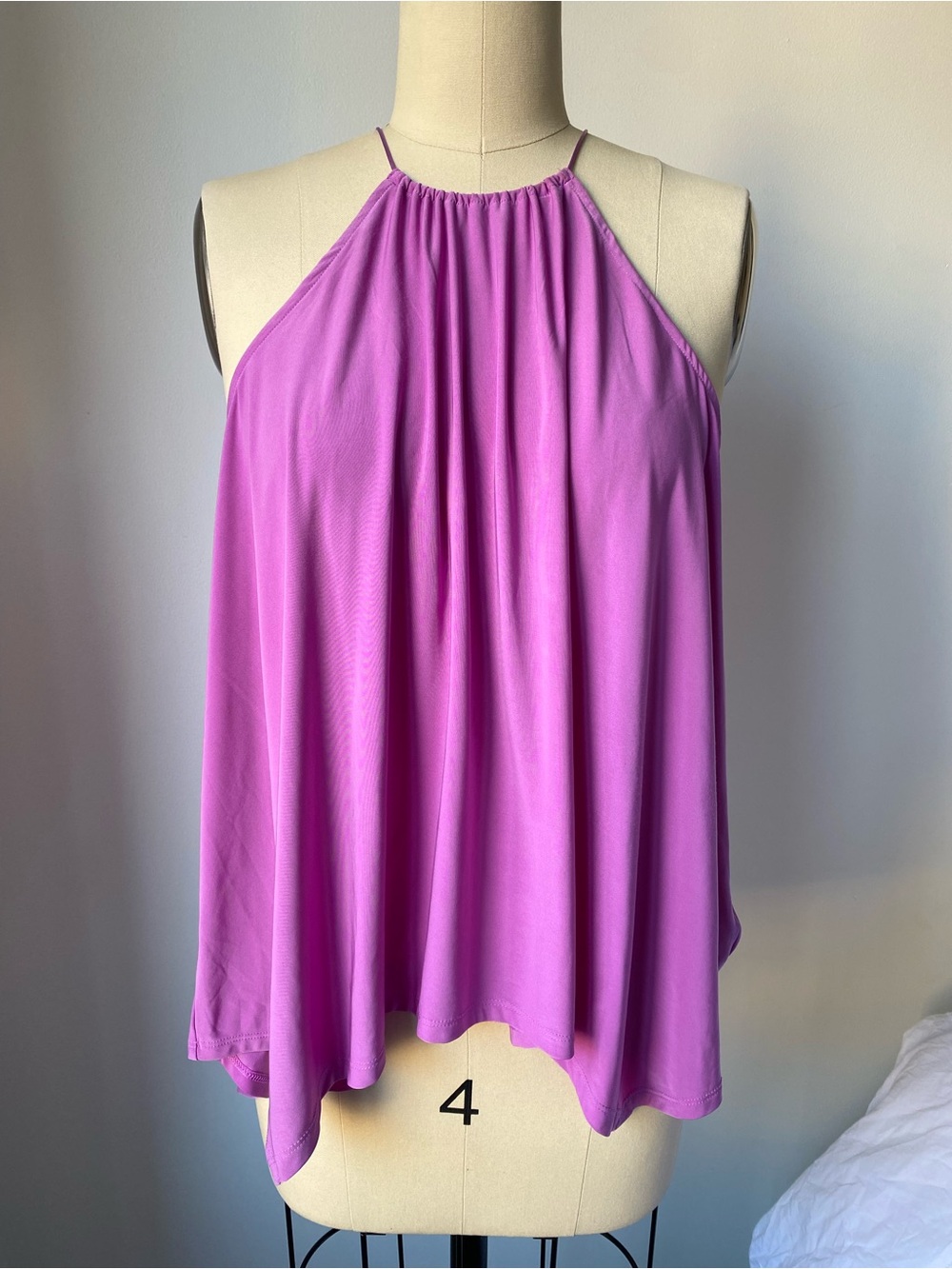 Express Vibrant Purple Halter Neck Swing Flowy Tank Top High-Low Blouse